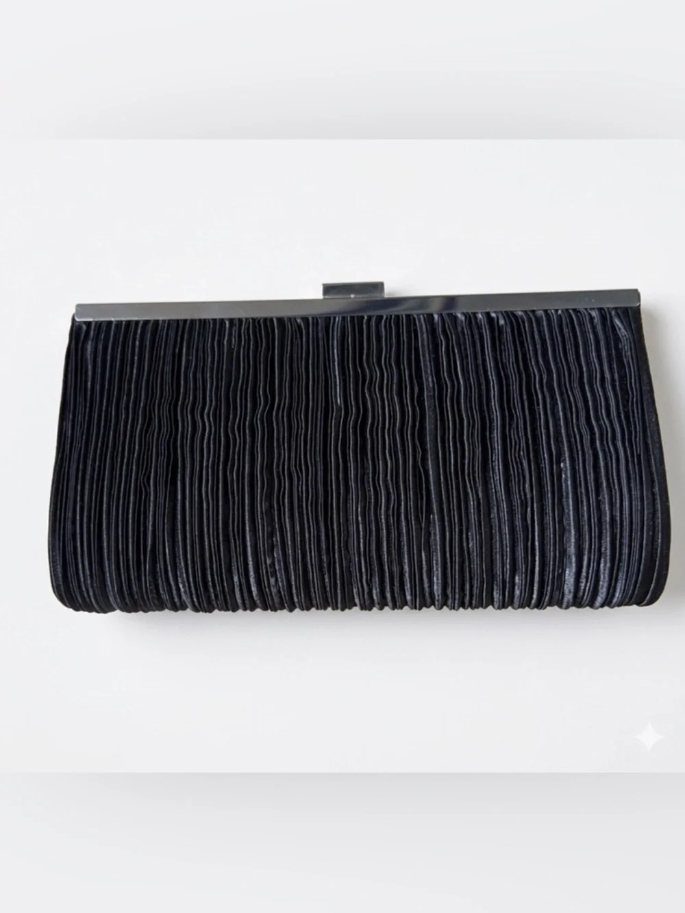 Charming Charlie Black Pleated Clutch